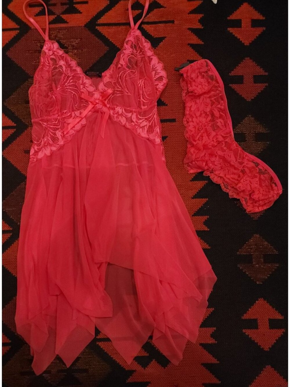 NEW Avidlove Pink Babydoll Lingerie Set G-String Sheer Mesh Adjustable  XXL